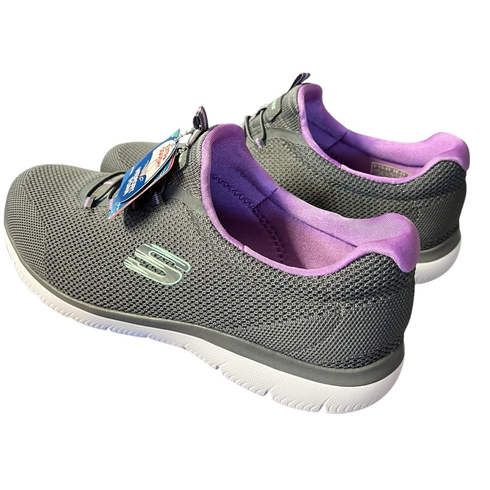 Skechers NIB Women’s Gray and Purple Sneakers Lightweight Athletic Design Sz 10 - Picture 6 of 7